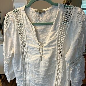 100% Linen Boho Blouse 🌿 | Piazza del Tempio | Crochet Details | Size M (fits S